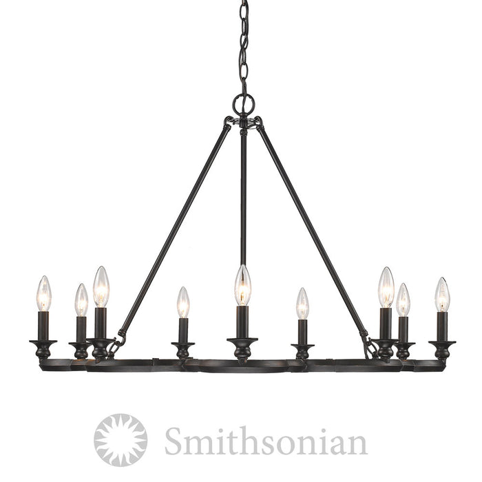 Golden 5926-9 ABZ Nine Light Chandelier, Aged Bronze