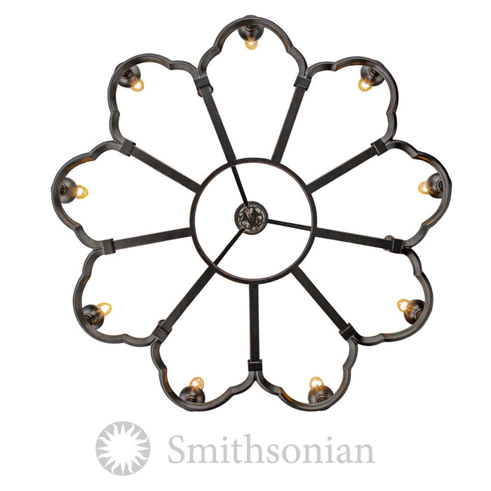 Golden 5926-9 ABZ Nine Light Chandelier, Aged Bronze