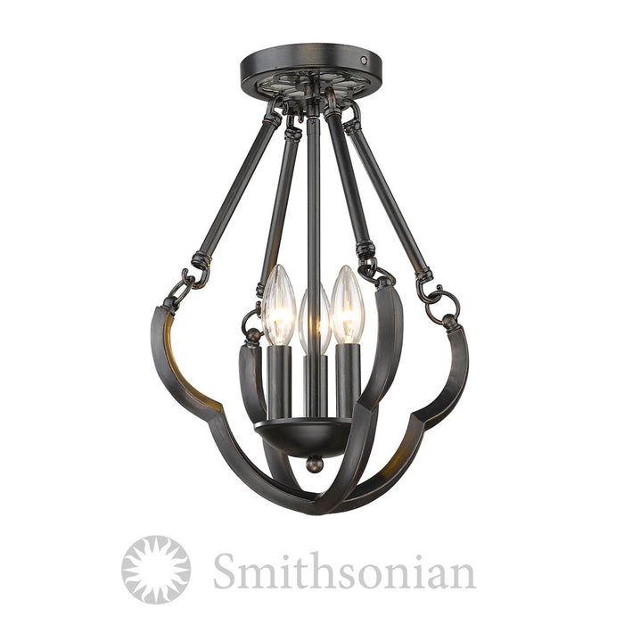 Golden 5926-SF ABZ Three Light Semi-Flush Mount, Aged Bronze
