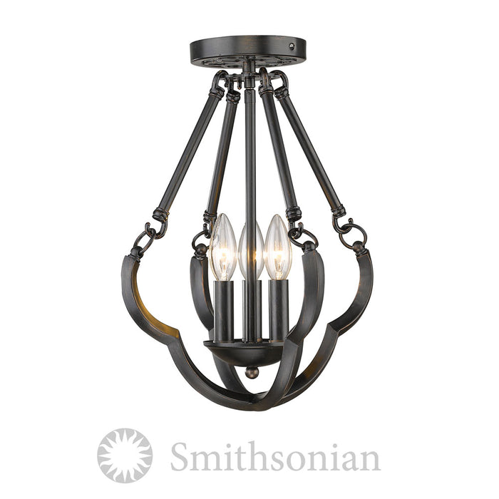 Golden 5926-SF ABZ Three Light Semi-Flush Mount, Aged Bronze