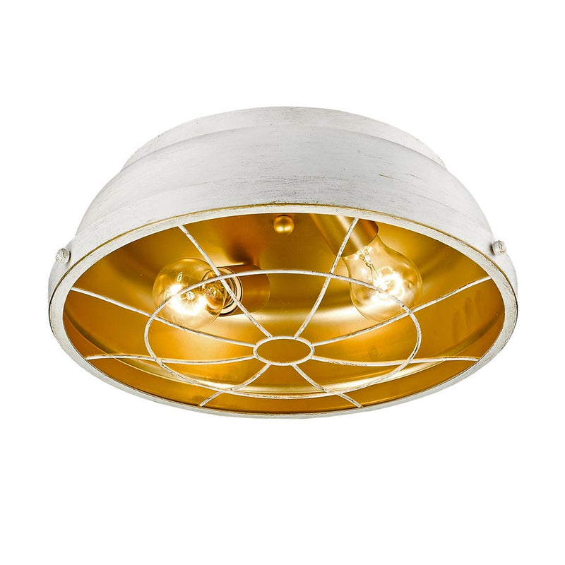 Golden 7312-FM FW Two Light Flush Mount, French White