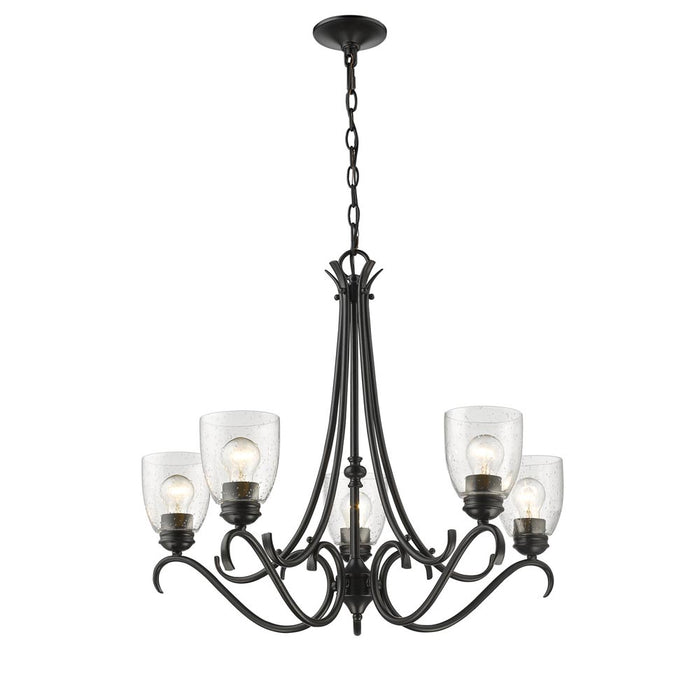 Golden 8001-5 BLK-SD Five Light Chandelier, Matte Black
