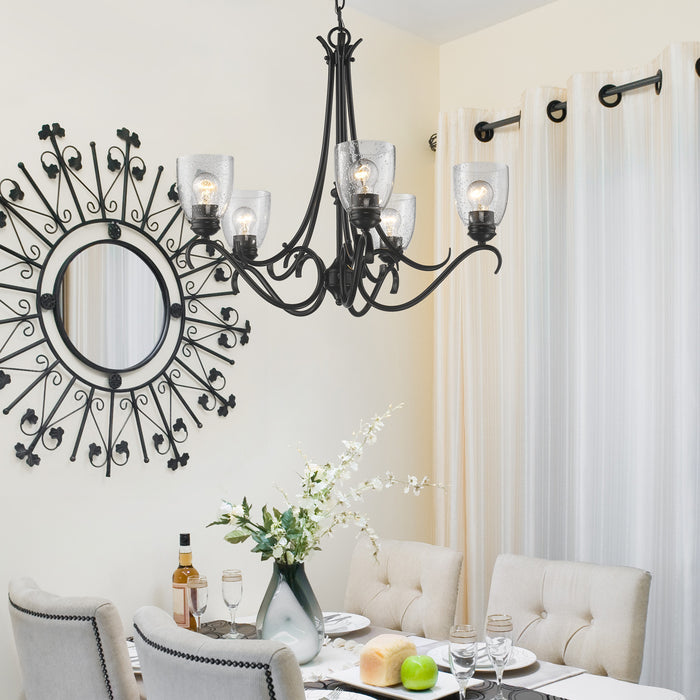 Golden 8001-5 BLK-SD Five Light Chandelier, Matte Black