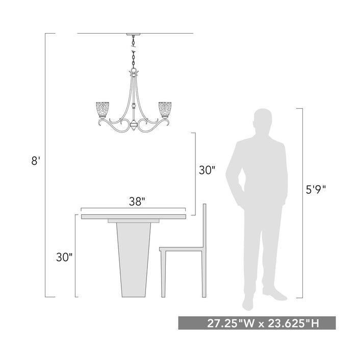 Golden 8001-5 BLK-SD Five Light Chandelier, Matte Black