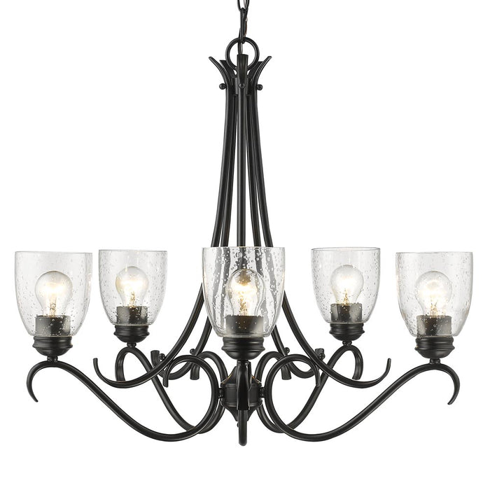 Golden 8001-5 BLK-SD Five Light Chandelier, Matte Black