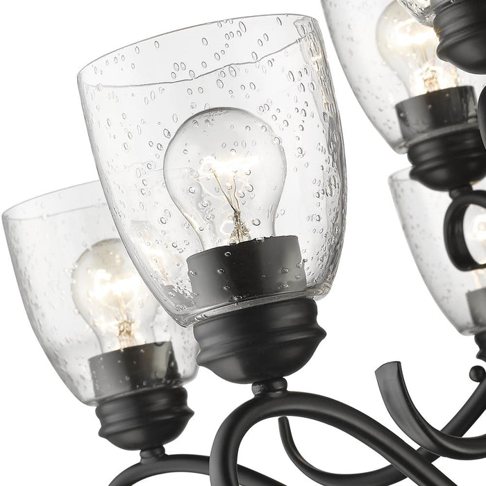 Golden 8001-9 BLK-SD Nine Light Chandelier, Matte Black