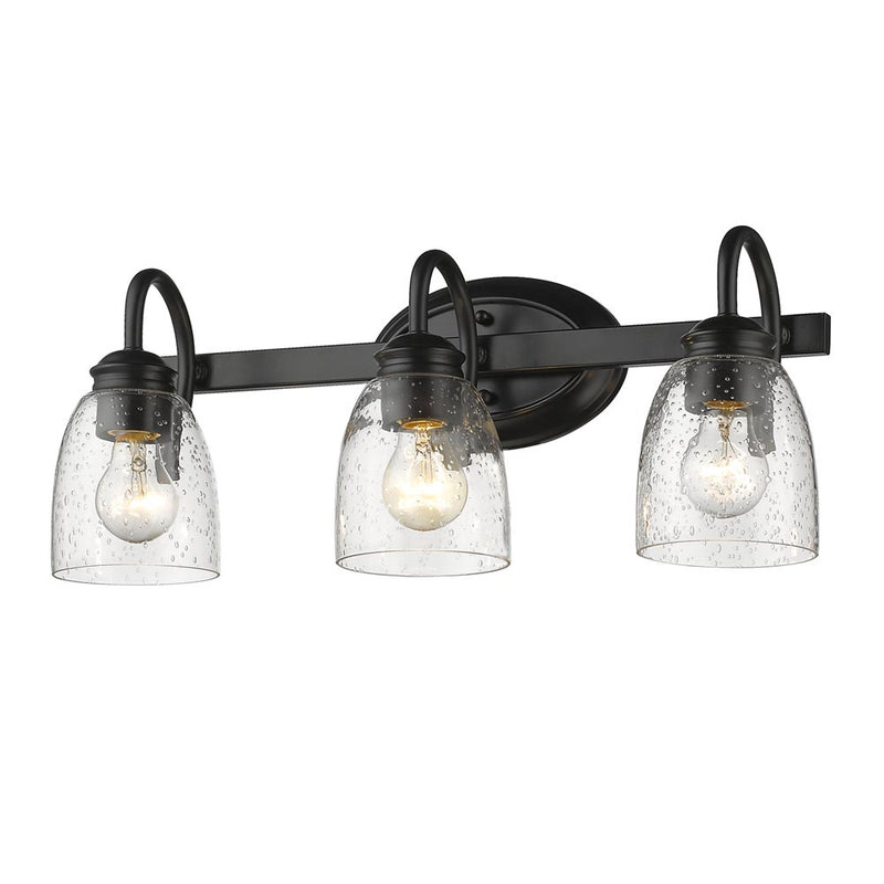 Golden 8001-BA3 BLK-SD Three Light Bath Vanity, Matte Black