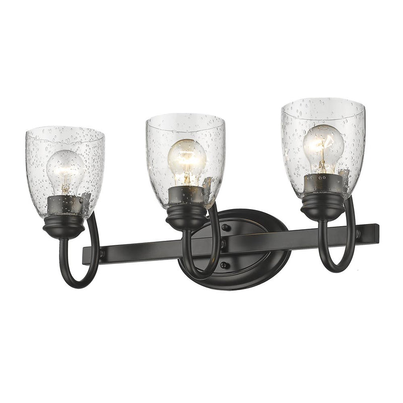 Golden 8001-BA3 BLK-SD Three Light Bath Vanity, Matte Black
