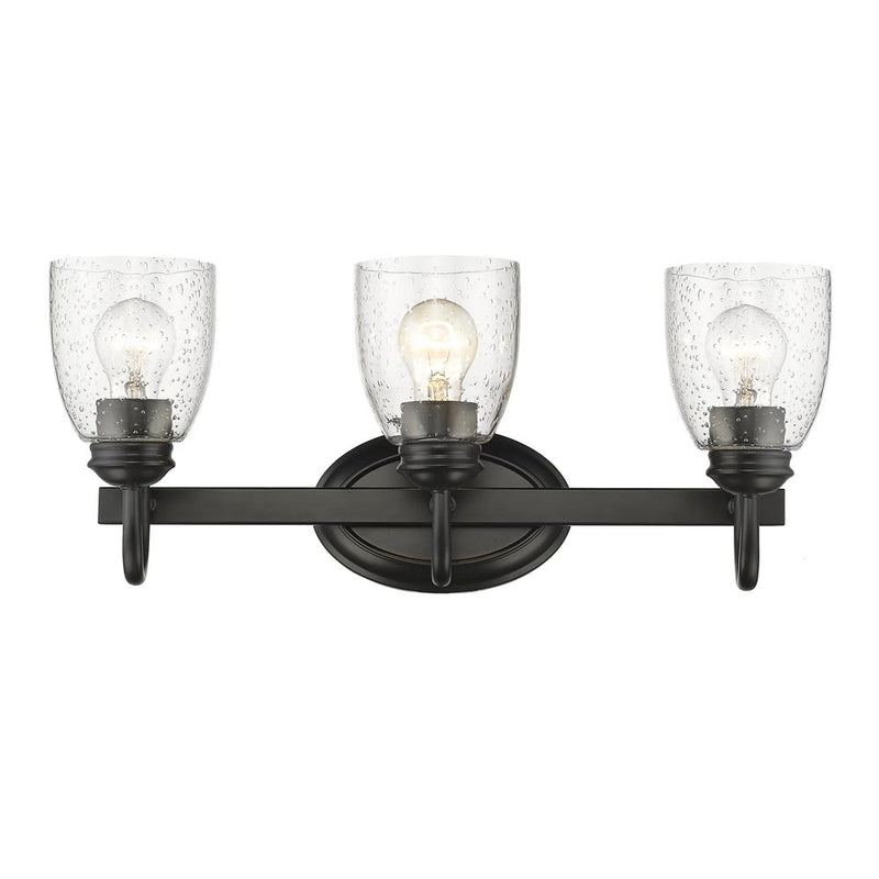 Golden 8001-BA3 BLK-SD Three Light Bath Vanity, Matte Black