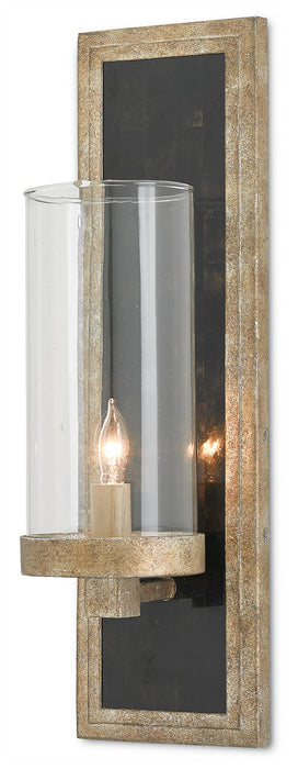 Currey and Company 5000-0025 One Light Wall Sconce, Antique Silver Leaf/Black Penshell Crackle