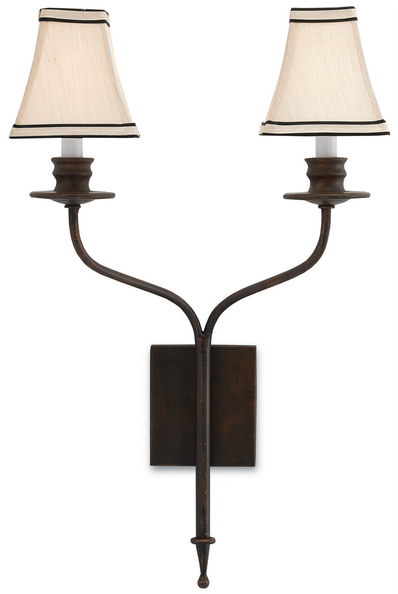 Currey and Company 5000-0038 Two Light Wall Sconce, Bronze Gold