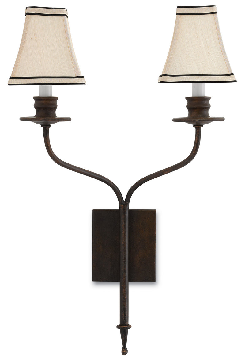 Currey and Company 5000-0038 Two Light Wall Sconce, Bronze Gold