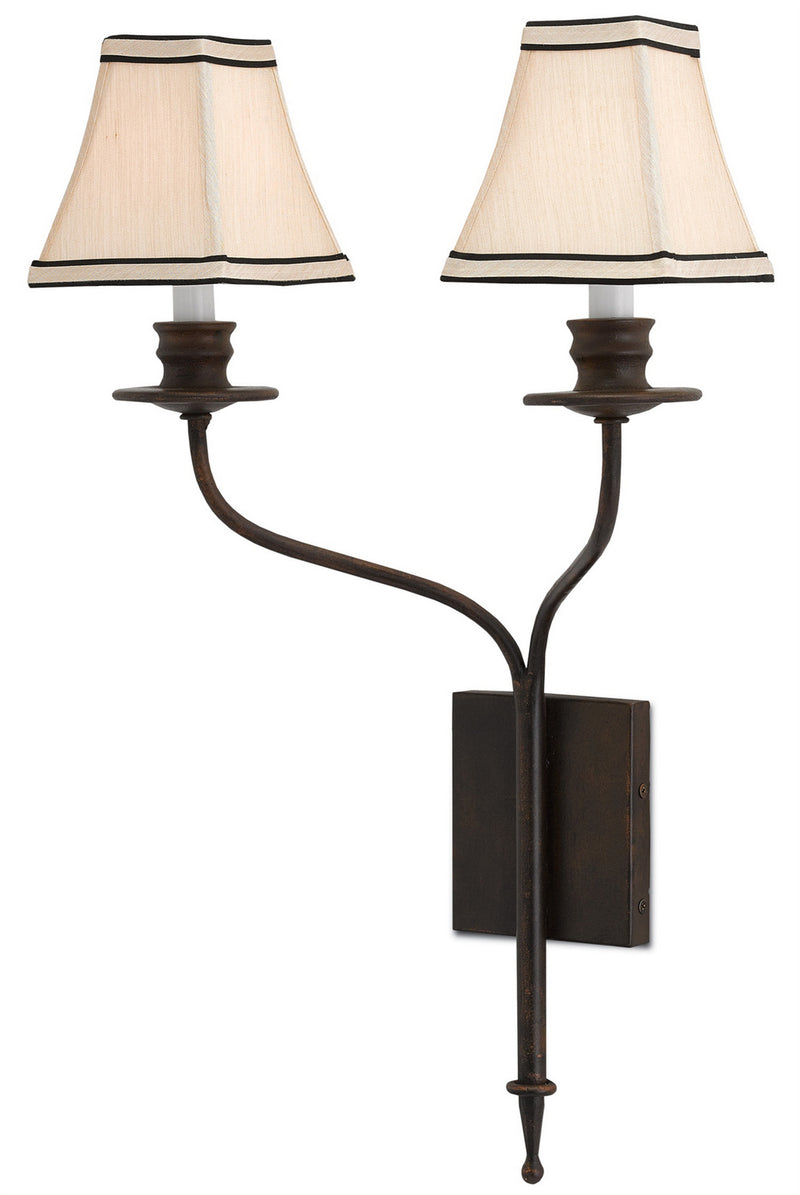 Currey and Company 5000-0038 Two Light Wall Sconce, Bronze Gold