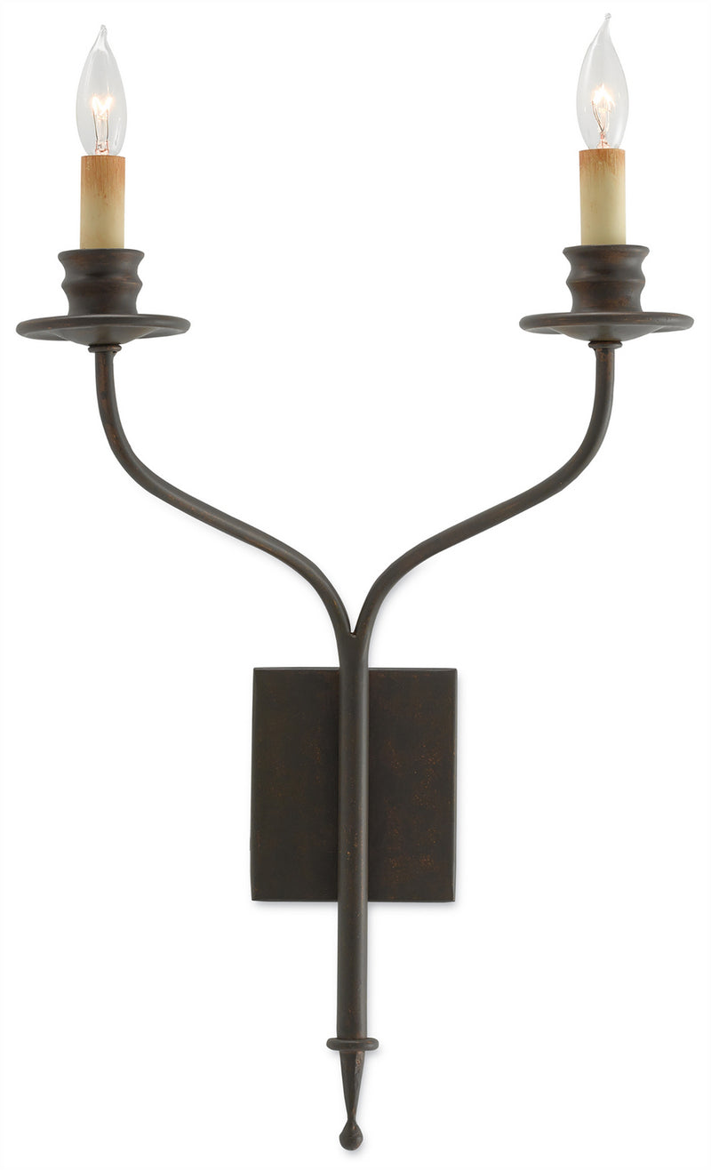 Currey and Company 5000-0038 Two Light Wall Sconce, Bronze Gold