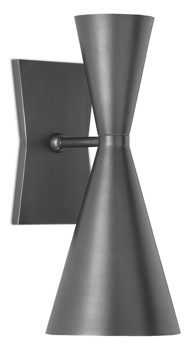 Currey and Company 5000-0044 Two Light Wall Sconce, Dark Gray/White Interior