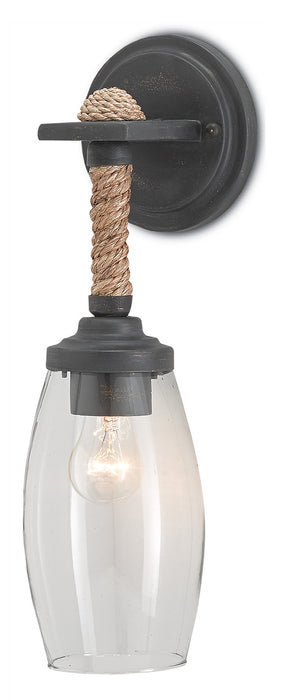 Currey and Company 5000-0049 One Light Wall Sconce, French Black/Natural