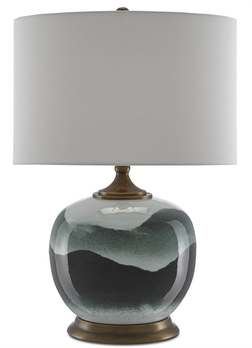 Currey and Company 6000-0109 One Light Table Lamp, White/Green/Antique Brass