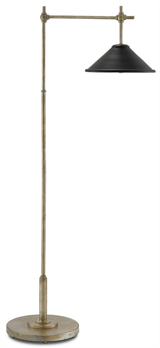 Currey and Company 8000-0007 One Light Floor Lamp, Silver Granello/Satin Black