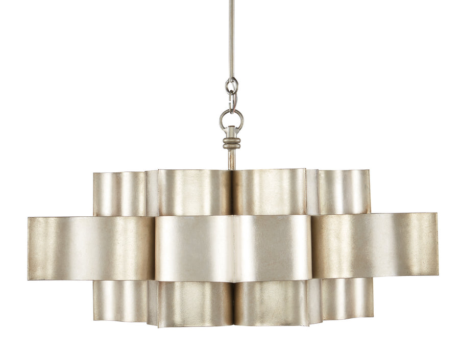 Currey and Company 9000-0051 Six Light Chandelier, Contemporary Silver Leaf