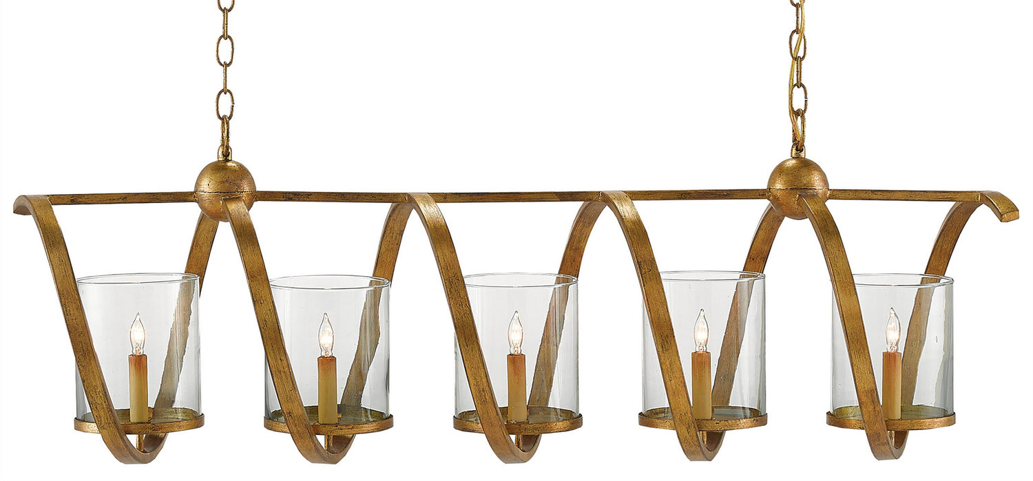 Currey and Company 9000-0054 Five Light Chandelier, Washed Gold Leaf