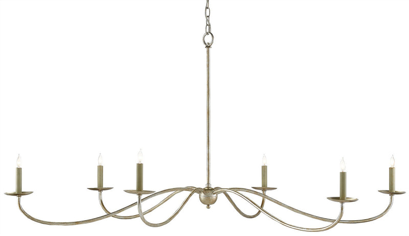 Currey and Company 9000-0055 Six Light Chandelier, Silver Granello