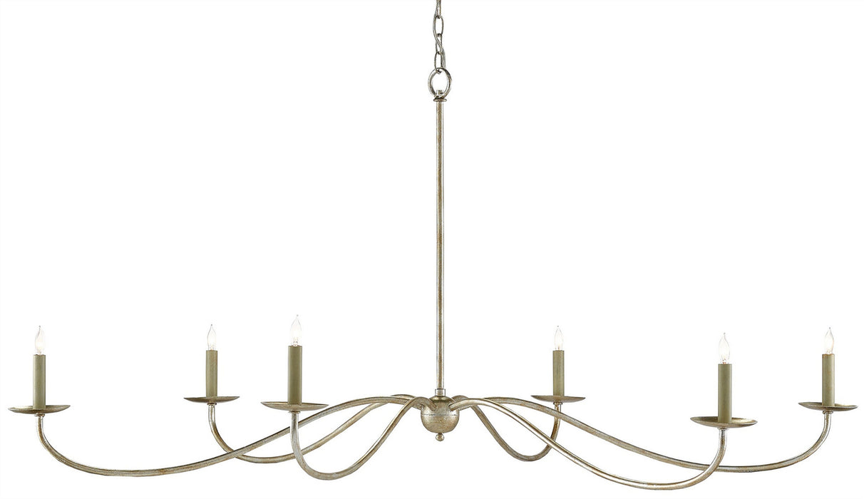 Currey and Company 9000-0055 Six Light Chandelier, Silver Granello