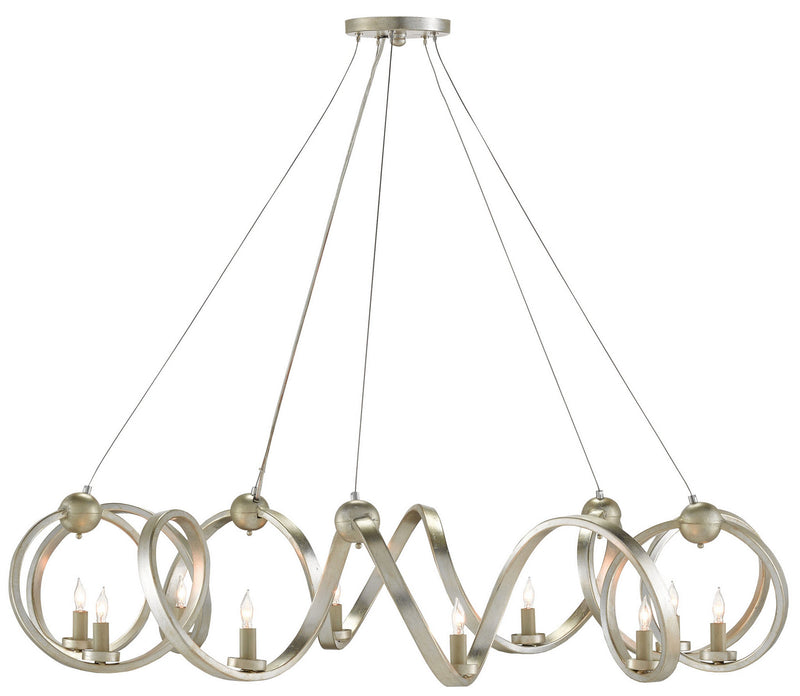 Currey and Company 9000-0059 Ten Light Chandelier, Contemporary Silver Leaf