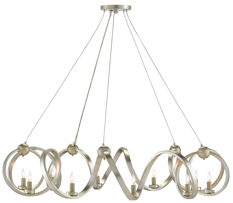 Currey and Company 9000-0059 Ten Light Chandelier, Contemporary Silver Leaf