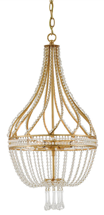 Currey and Company 9000-0061 Four Light Chandelier, Antique Gold Leaf