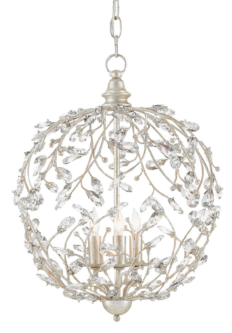 Currey and Company 9000-0076 Three Light Chandelier, Silver Granello