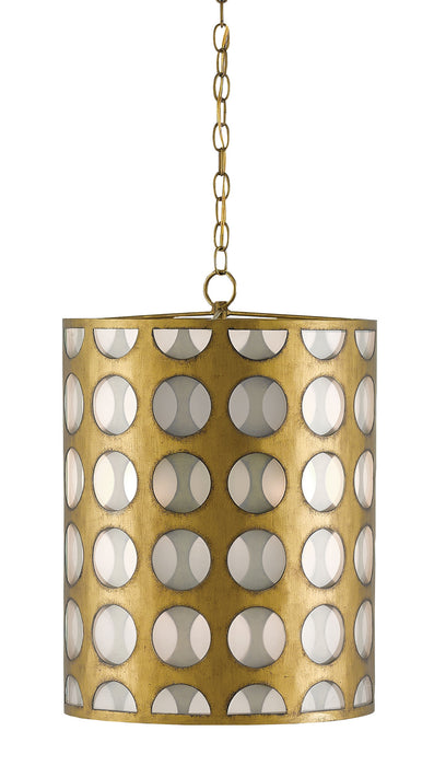 Currey and Company 9000-0111 Three Light Pendant, Brass/Opaque