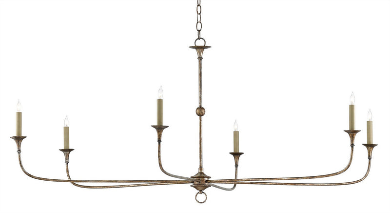 Currey and Company 9000-0135 Six Light Chandelier, Pyrite Bronze