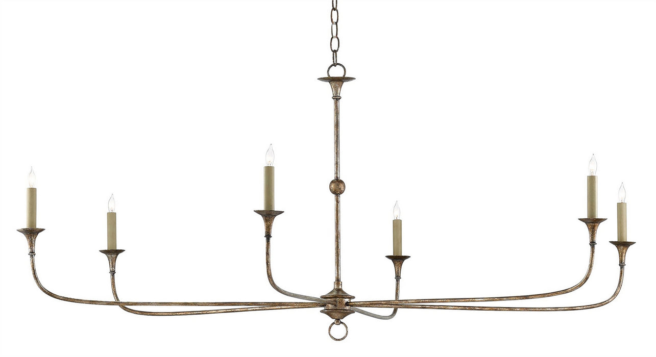Currey and Company 9000-0135 Six Light Chandelier, Pyrite Bronze