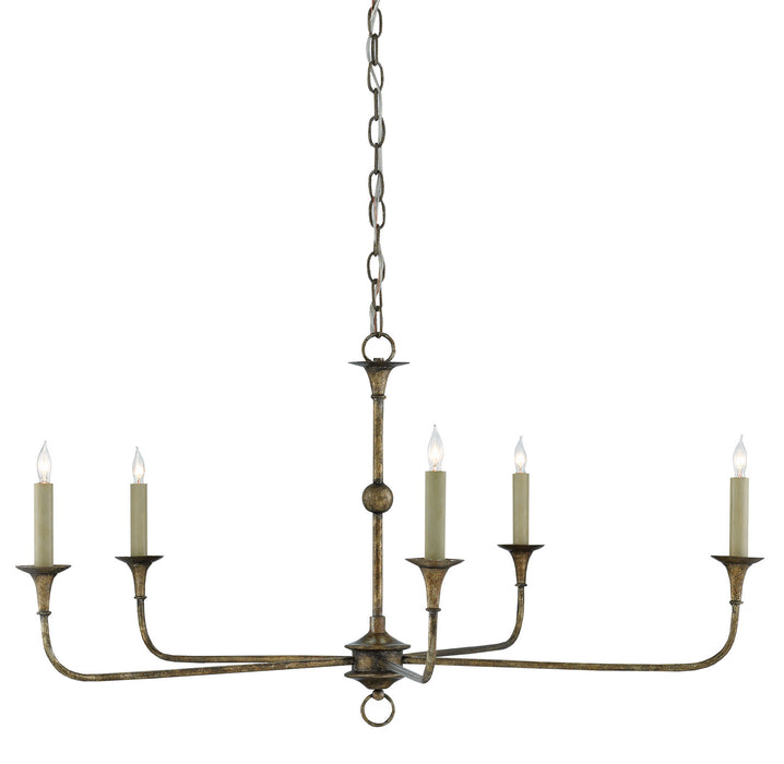 Currey and Company 9000-0143 Five Light Chandelier, Pyrite Bronze