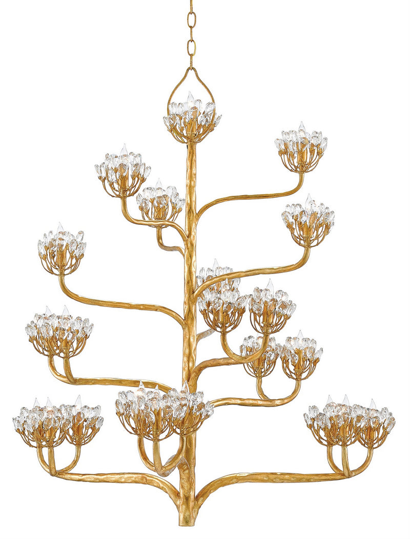 Currey and Company 9000-0157 22 Light Chandelier, Dark Contemporary Gold Leaf