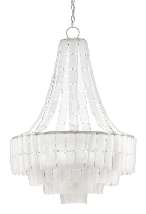 Currey and Company 9000-0159 Seven Light Chandelier, Contemporary Silver Leaf/Opaque White
