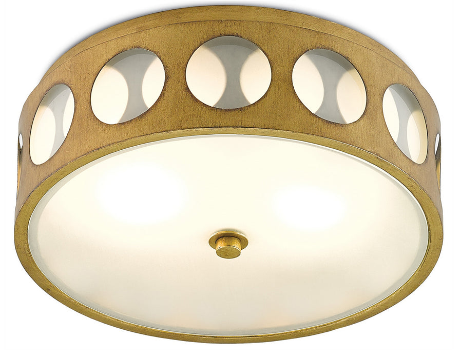 Currey and Company 9999-0019 Two Light Flush Mount, Brass