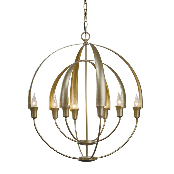 Hubbardton Forge 104205-SKT-84 Eight Light Chandelier, Soft Gold