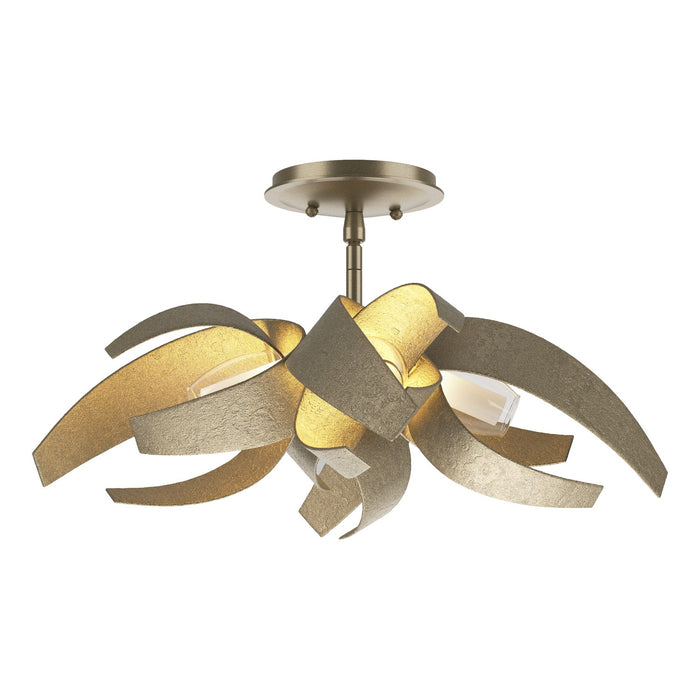 Hubbardton Forge 128712-SKT-84-YE0352 Four Light Semi-Flush Mount, Soft Gold