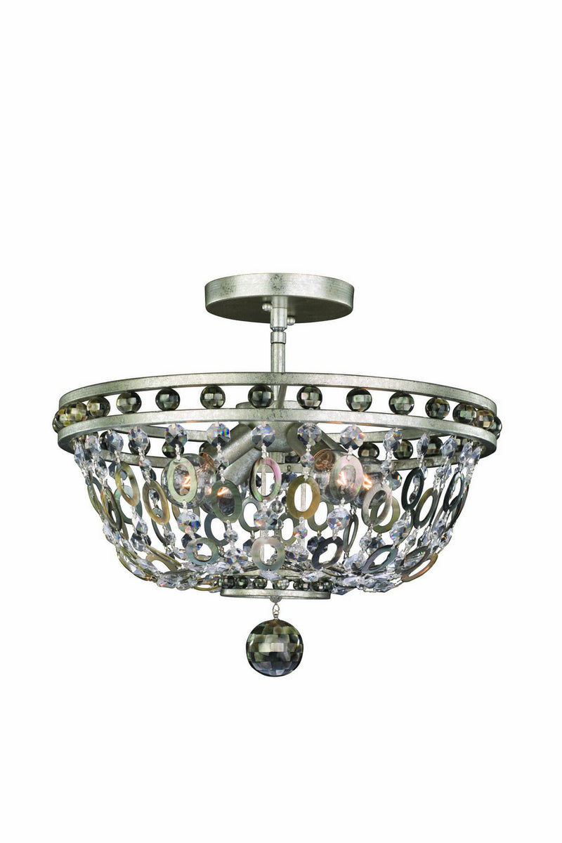 Allegri 029941-042 Four Light Semi Flush Mount, Vintage Silver Leaf