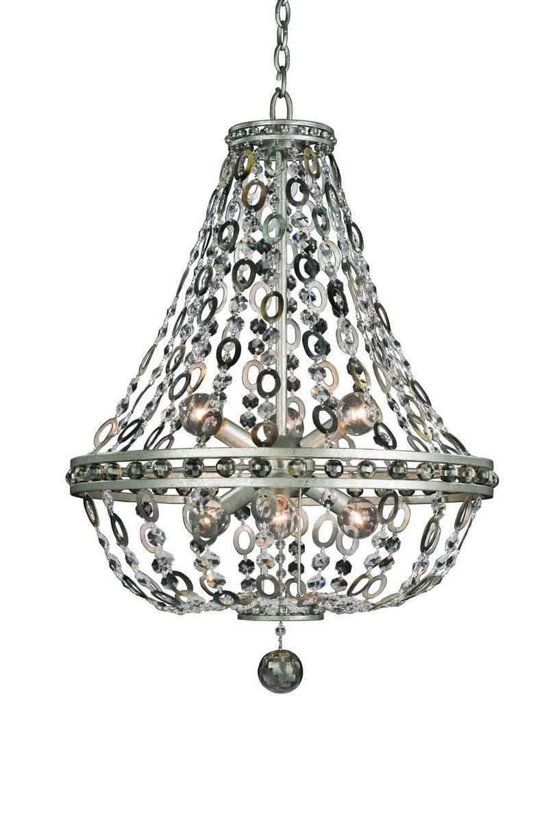 Allegri 029951-042 Six Light Pendant, Vintage Silver Leaf