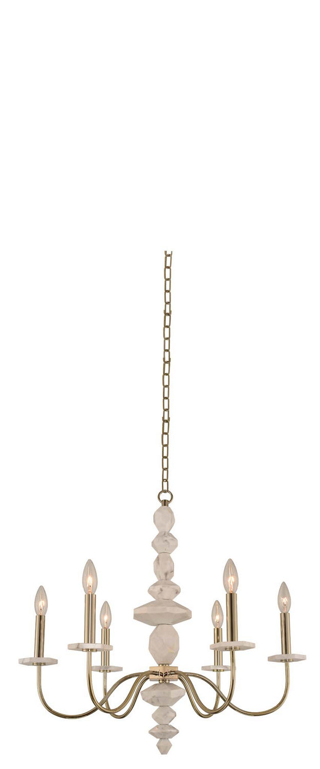Kalco 304850CG Six Light Chandelier, Champagne Gold