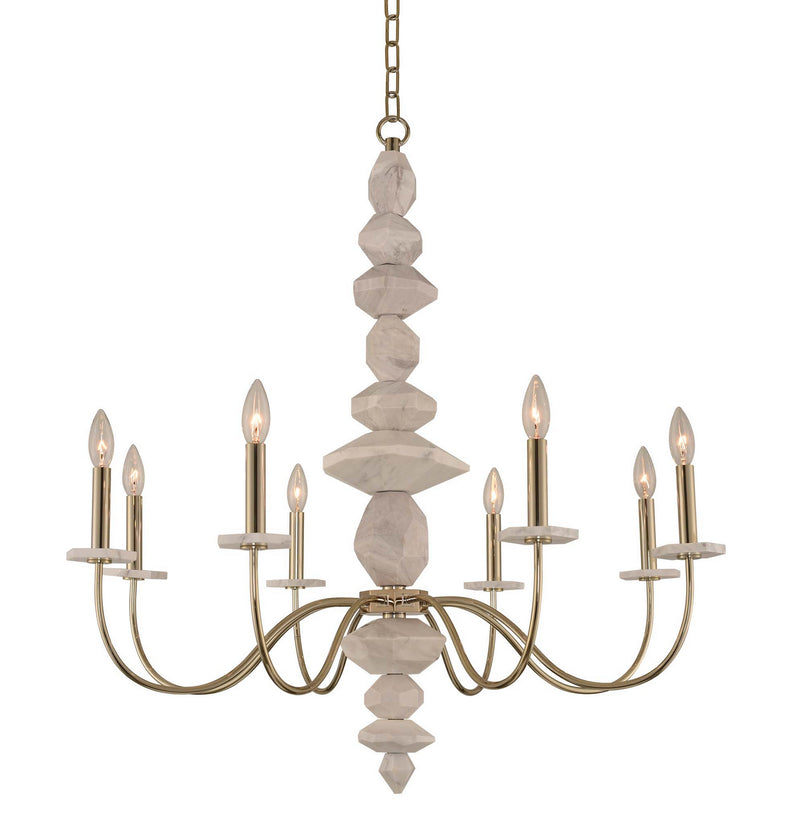 Kalco 304851CG Eight Light Chandelier, Champagne Gold