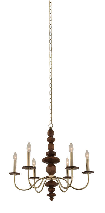 Kalco 304950CG Six Light Chandelier, Champagne Gold