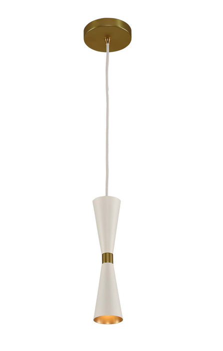 Kalco 310410WVB LED Mini Pendant, White and Vintage Brass