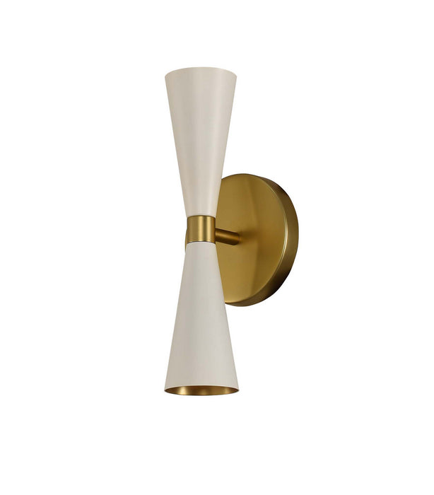 Kalco 310422WVB LED Wall Sconce, White and Vintage Brass