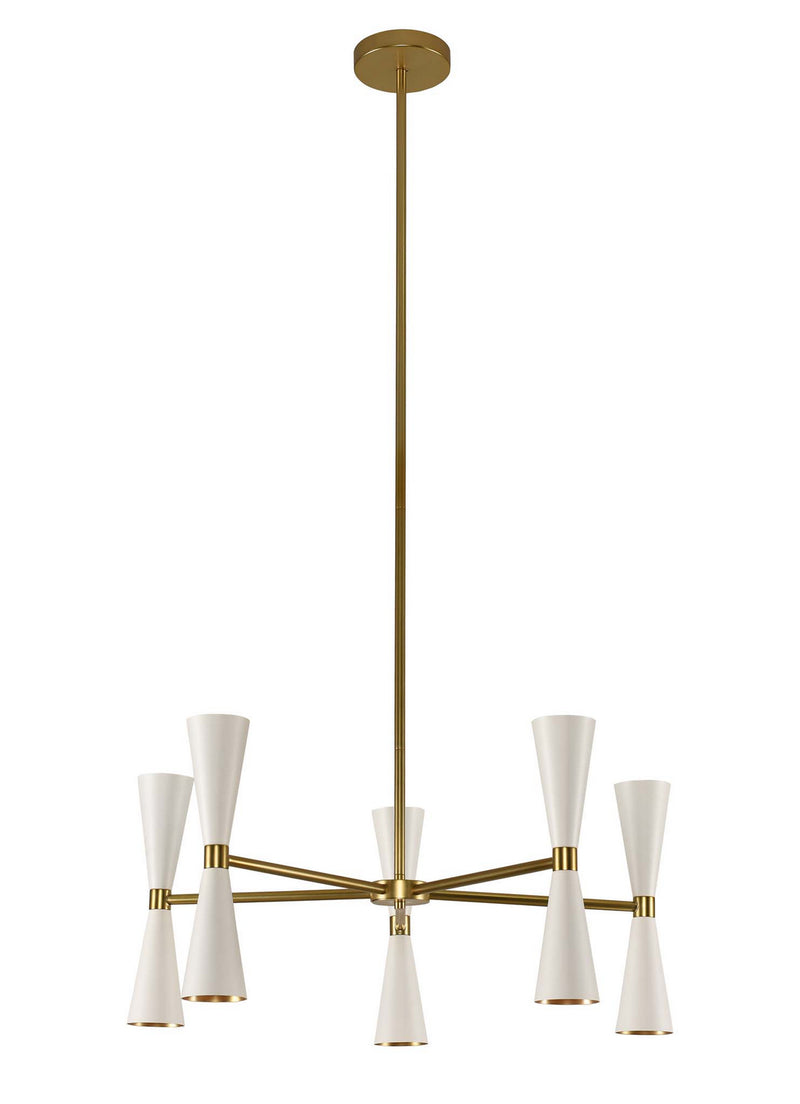 Kalco 310470WVB LED Chandelier, White and Vintage Brass