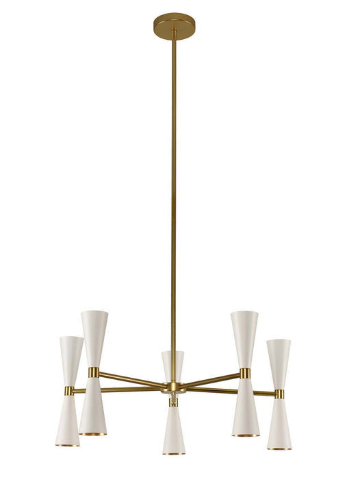 Kalco 310470WVB LED Chandelier, White and Vintage Brass