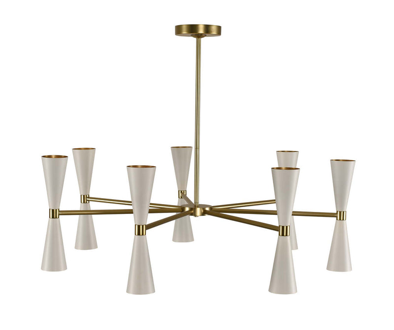 Kalco 310471WVB LED Chandelier, White and Vintage Brass