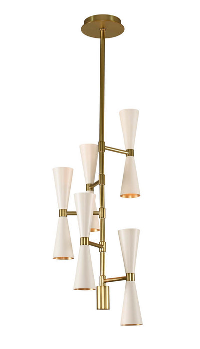 Kalco 310472WVB LED Chandelier, White and Vintage Brass